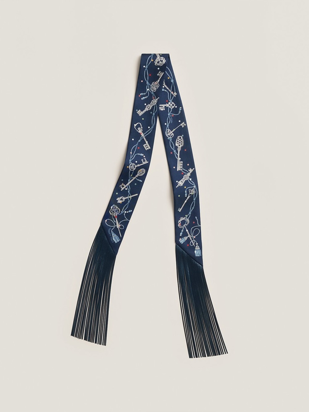HERMES 🍊 Leather fringes Twilly - Les Cles a Pois